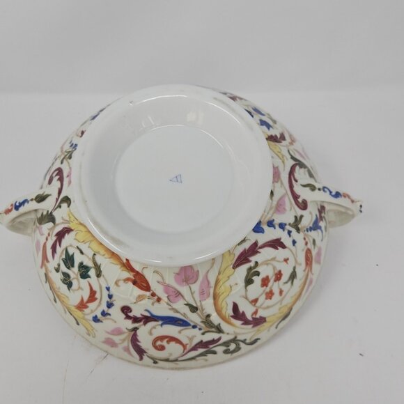 Antique Paris Porcelain Handpainted Footed Centerpiece Tazza Bowl Persian Motif - Picture 7 of 9
